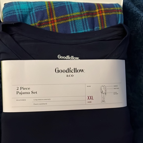 NWT Men's Plaid Microfleece Blue Pajama Set - Picture 3 of 4